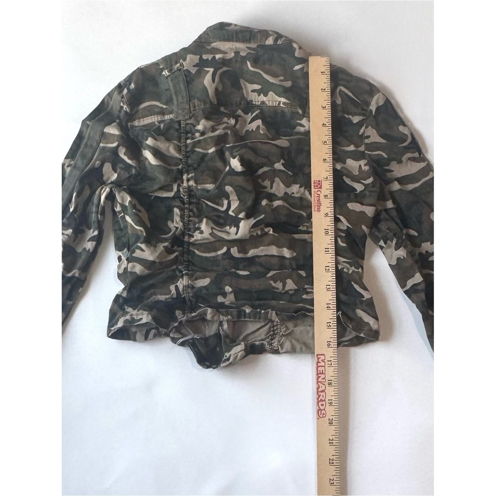Y2K Jennyfer Camo Utility Jacket Cropped Military‎ Grunge Zip Up M - Picture 6 of 11